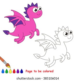 Dragon cartoon. Page to be colored. 