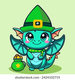 A Dragon cartoon saint patrick's day.Generative AI