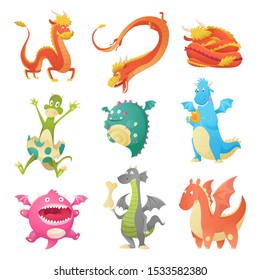 Dragon cartoon vector cute dragonfly dino character baby dinosaur for kids fairytale dino illustration isolated on white background.