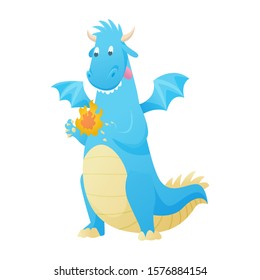 Dragon cartoon vector cute dragonfly dino character baby dinosaur for kids fairytale dino illustration isolated on white background.