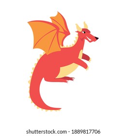 Dragon cartoon vector,  Flying dragon medieval reptile flies fantasy illustrations
