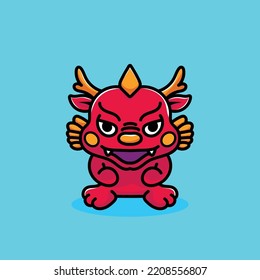 Dragon Cartoon Vector Funny Mascot Logo Cute Fire Dragon