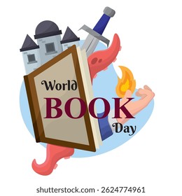 Dragon castle book scene. Vector illustration