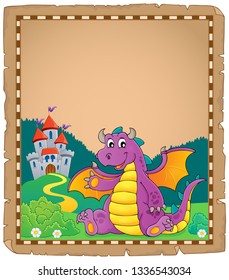 Dragon and castle theme parchment 1 - eps10 vector illustration.