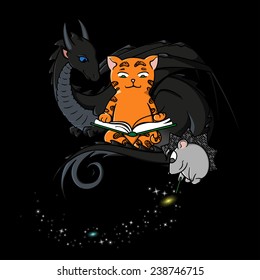 Dragon, Cat and Hedgehog creating the Universe