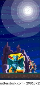 Dragon Cave. Colorful illustration style flat.