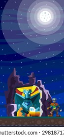 Dragon Cave. Colorful illustration style flat.