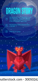 Dragon Cave. Colorful illustration style flat.