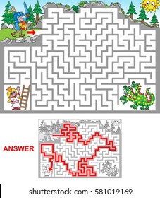 Dragon cave. Help knight to rescue princess jailed in a cave. Be aware of dragon!
Labyrinth for kids. Landscape, hard.