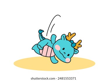 Dragon Character Breaking. outline vector illustration.