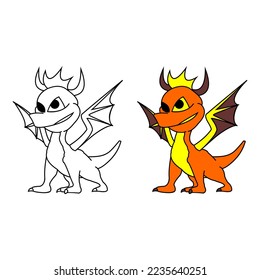 dragon character cartoon logo design vector