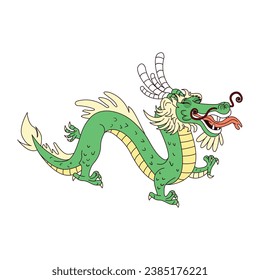 Dragon Character for Chinese Zodiac Isolated Retro Cartoon Vector