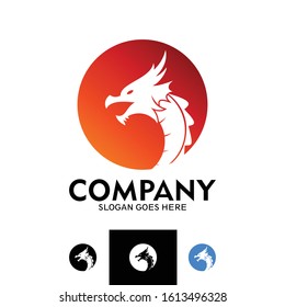 Dragon character logo in a circle