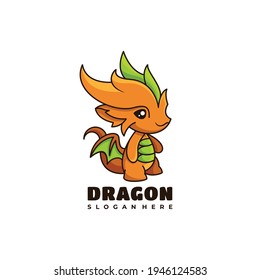 dragon character mascot logo design vector illustration