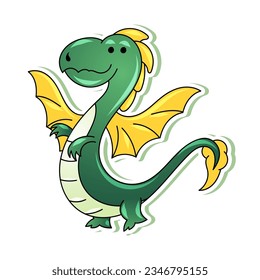 Dragon character sticker cartoon logo vector illustration, symbol year of dragon 2024 