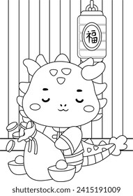 Dragon Chinese New Year Lunar Cartoon Coloring Activity for Kids and Adult