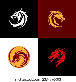 Dragon Chinese New year symbol. Festive asian zodiac art oriental culture golden red black decoration. 2024 year logo vector illustration