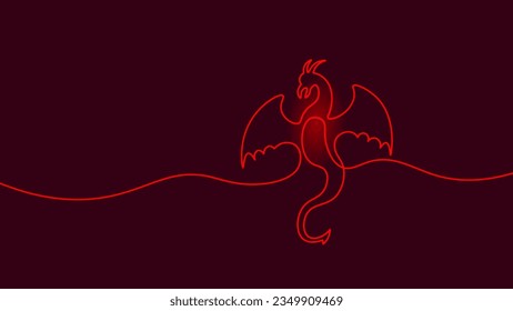 Dragon Chinese New year symbol. Festive asian zodiac art oriental culture golden red black decoration. 2024 year logo vector illustration
