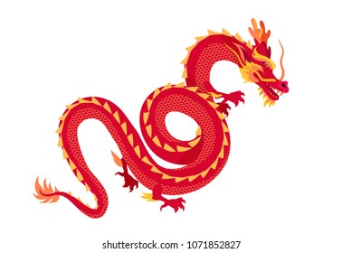 Dragon. Chinese red dragon flying