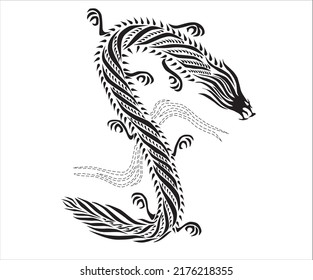 Dragon Chinese Style Black Amp White Vector