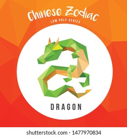 DRAGON CHINESE ZODIAC ANIMALS LOW POLY LOGO ICON SYMBOL. TRIANGLE GEOMETRIC POLYGON