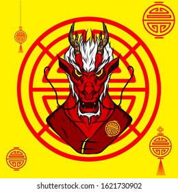 the dragon chinese zodiac logo mascot on lunar new year