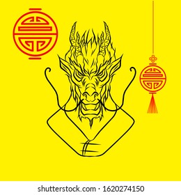 The dragon chinese zodiac sign symbol logo design mascot on lunar new year