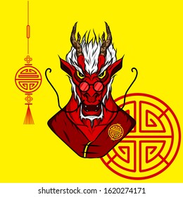The dragon chinese zodiac sign symbol logo design mascot on lunar new year