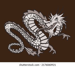 Dragón en el vector de ilustración marrón circular