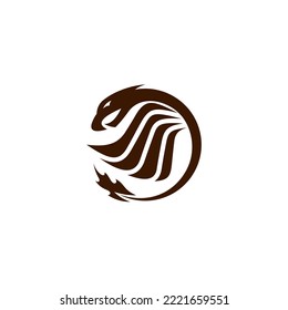 Dragon circle logo and 3d design vector, dragon with black color