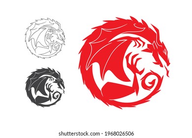 dragon circle logo design template for any purposes