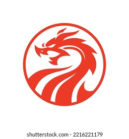 Dragon in a circle mascot emblem badge logo design