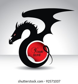 Dragon with circle shaped text place - vector card for year 2012 - year of the dragon