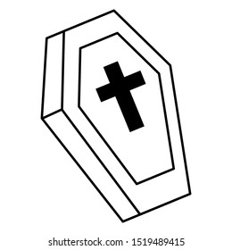 Dragon coffin to halloween vampire purse or life black line on white background