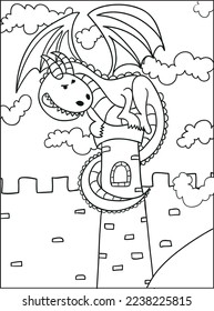 DRAGON COLORING PAGE FOR KIDS