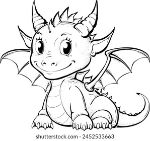 
Dragon coloring page for kids .