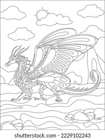 dragon coloring page for kids and adults