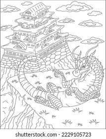 dragon coloring page for kids and adults