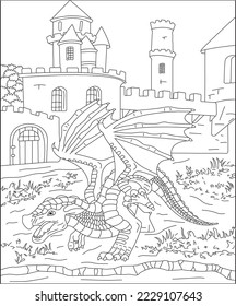 dragon coloring page for kids and adults