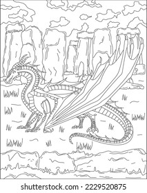 dragon coloring page for kids and adults