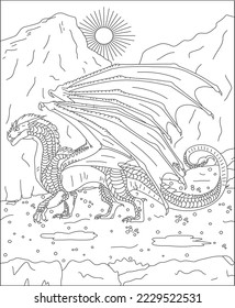 dragon coloring page for kids and adults