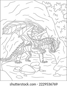dragon coloring page for kids and adults