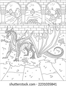 dragon coloring page for kids and adults