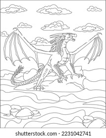 dragon coloring page for kids and adults