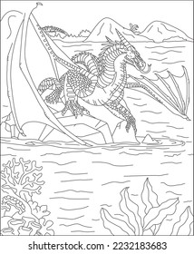 dragon coloring page for kids and adults