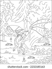 dragon coloring page for kids and adults