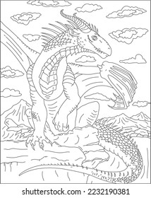 dragon coloring page for kids and adults