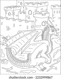 dragon coloring page for kids and adults