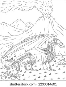 dragon coloring page for kids and adults