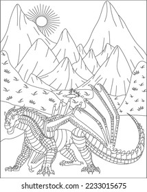 dragon coloring page for kids and adults